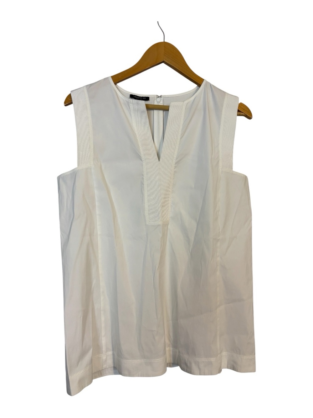 Lafayette 148 New York Sleeveless Top Blouse White Cotton Blend Size L